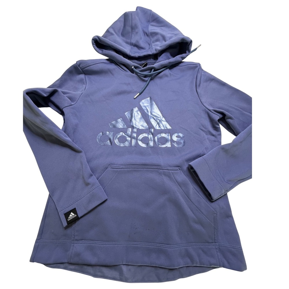 Adidas Aeroready Pullover Hoodie Metallic Logo Purple Periwinkle Small